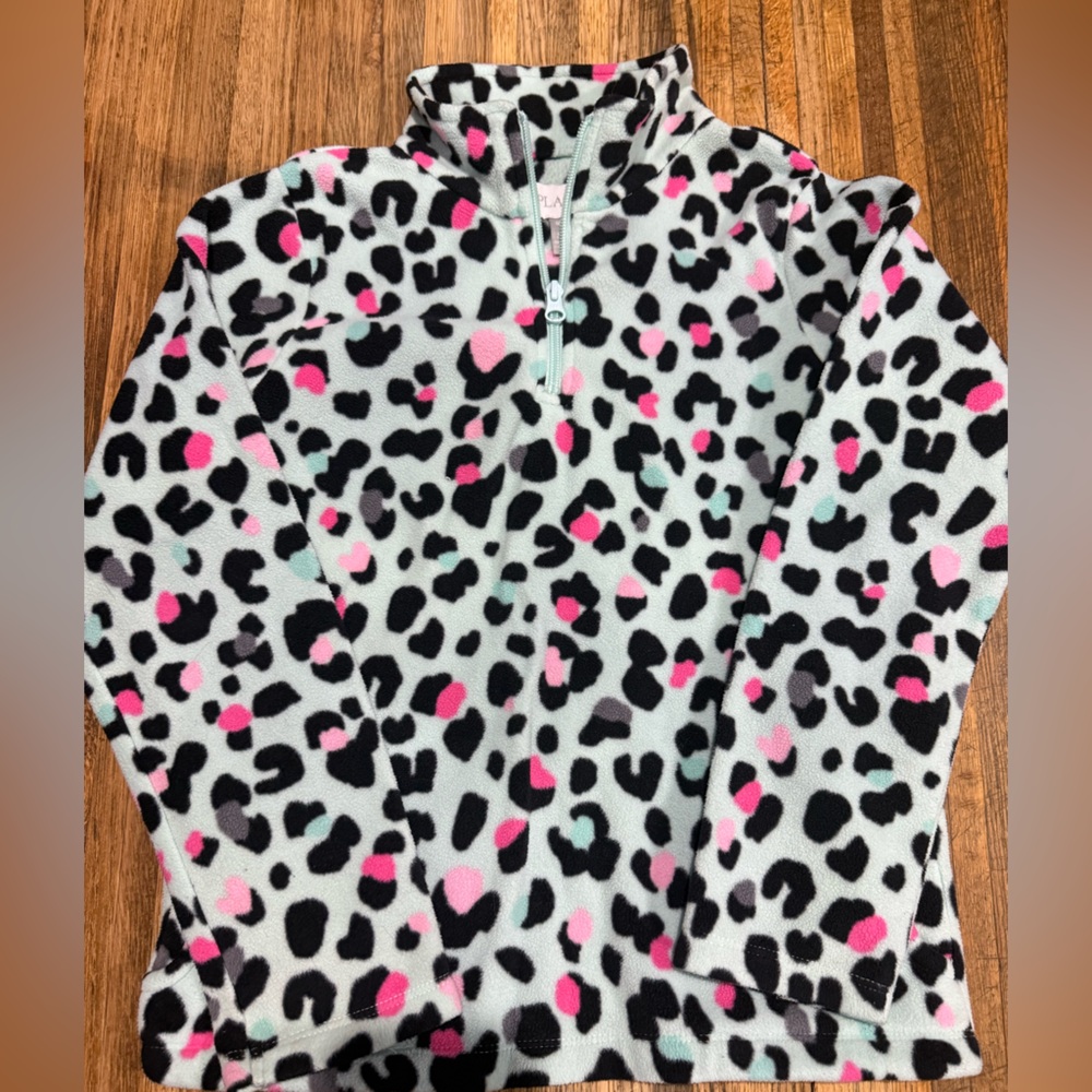 Place Kids Pajama Top - Pink, Black, White Leopard Print